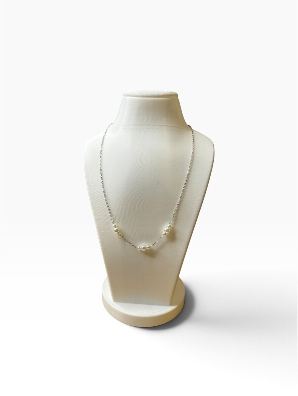 Jasmine Lane Faux Pearl Silver Tone Station Necklace 18” NWT